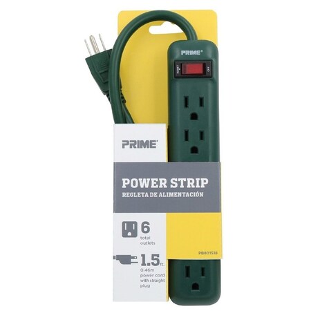 Prime Wire & Cable PWR STRP 6OUT 125V 1.5'L PB801518